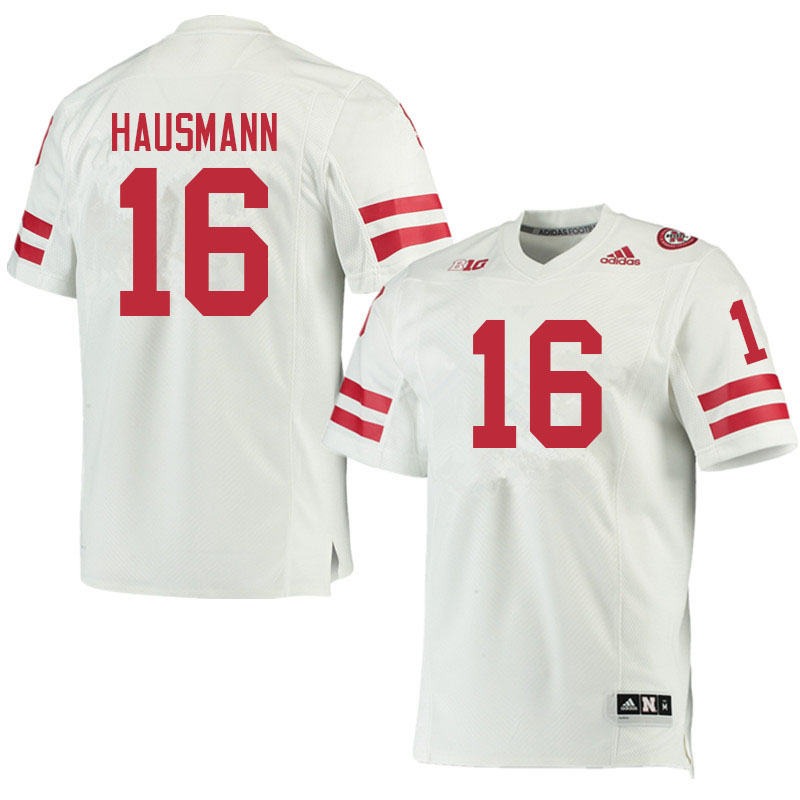 Men #16 Ernest Hausmann Nebraska Cornhuskers College Football Jerseys Sale-White - Click Image to Close